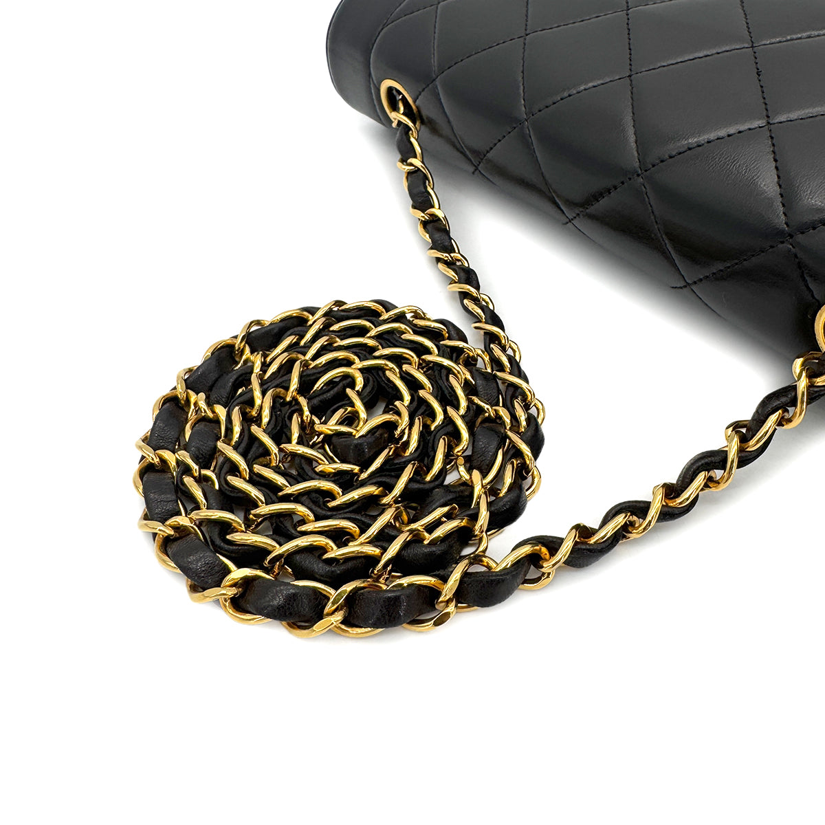 CHANEL VINTAGE DIANA MEDIUM CHAIN SHOULDER BAG BLACK LAMB SKIN 90272514