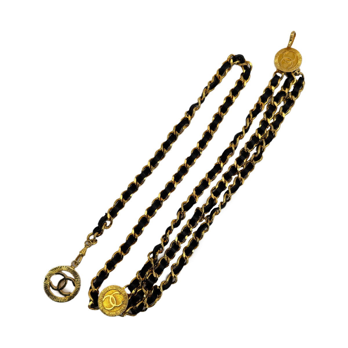 CHANEL VINTAGE CHAIN BELT LEATHER COCOMARK ACCESSORY 90272522