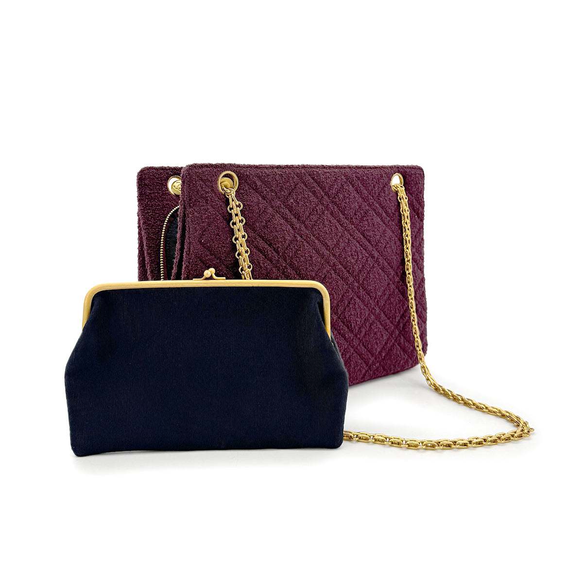 CHANEL VINTAGE CHAIN SHOULDER BAG BORDEAUX TWEED 90272527