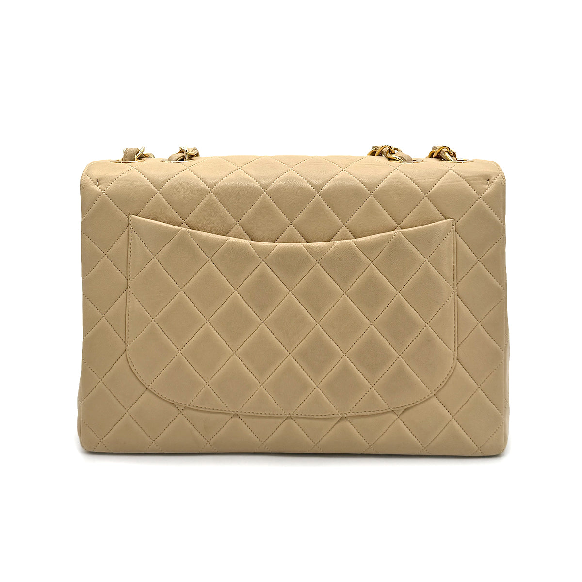 CHANEL VINTAGE JUMBO MATELASSE 30 CHAIN SHOULDER BAG BEIGE LAMB SKIN 90272547