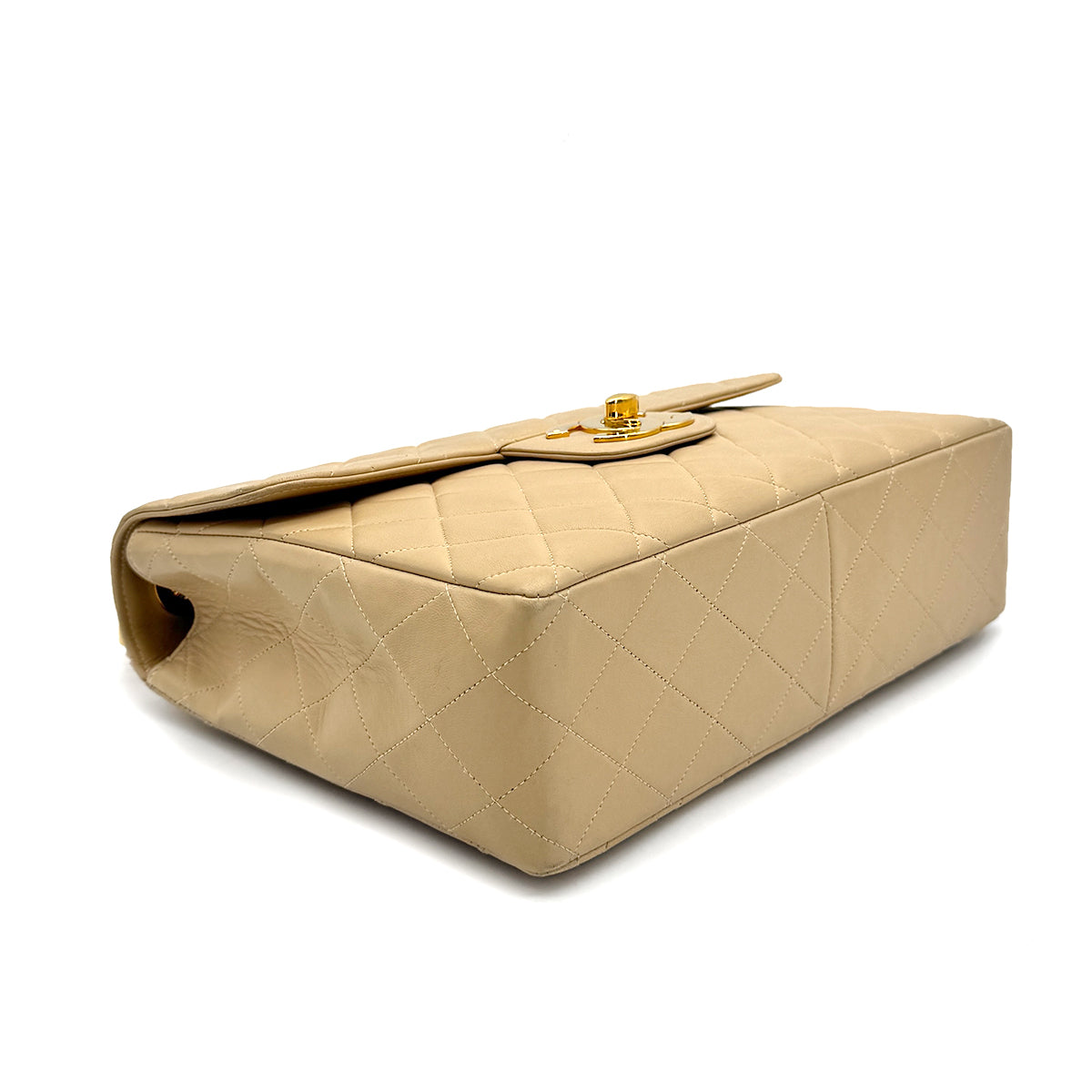 CHANEL VINTAGE JUMBO MATELASSE 30 CHAIN SHOULDER BAG BEIGE LAMB SKIN 90272547