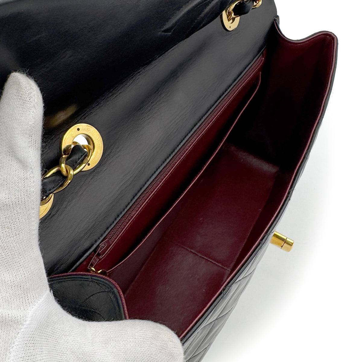 CHANEL VINTAGE MAXI MATELASSE 34 CHAIN SHOULDER BAG BLACK LAMB SKIN 90272548