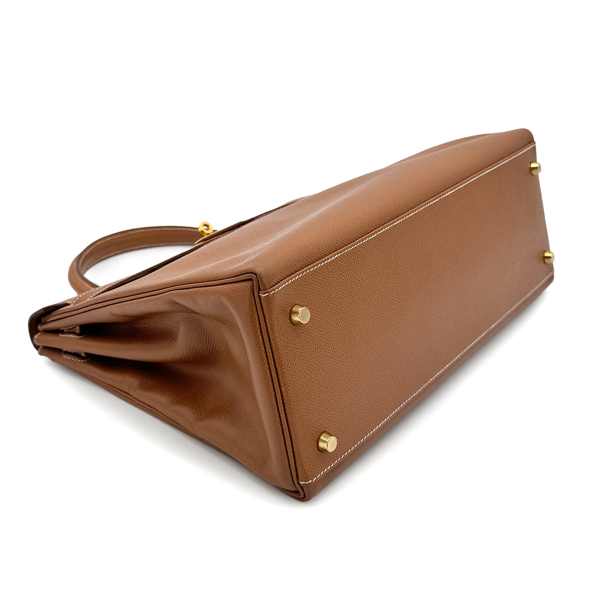 HERMES KELLY 35 RETOURNE GOLD COUCHVEL HAND SHOULDER BAG □A GHW 90272549