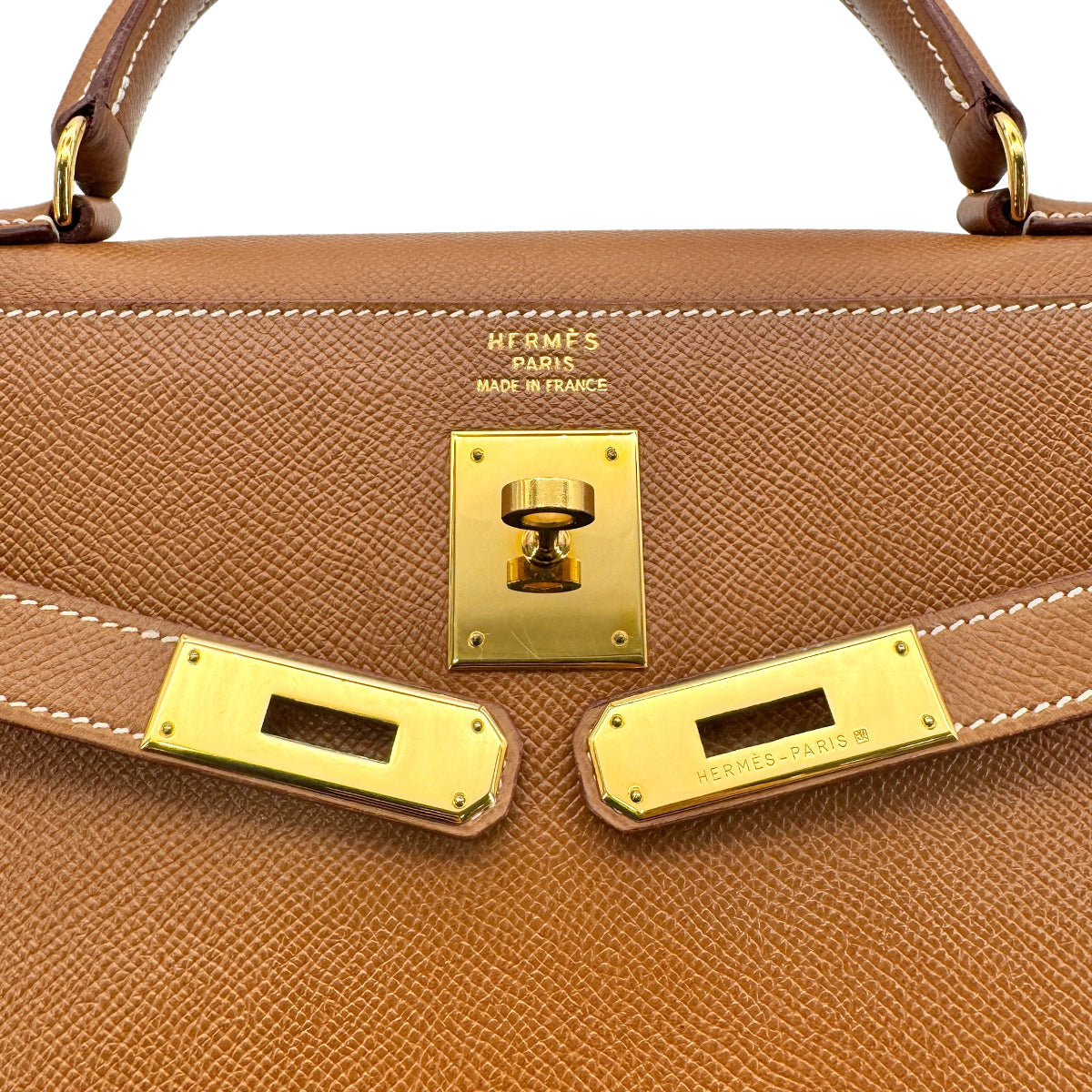 HERMES KELLY 35 RETOURNE GOLD COUCHVEL HAND SHOULDER BAG □A GHW 90272549