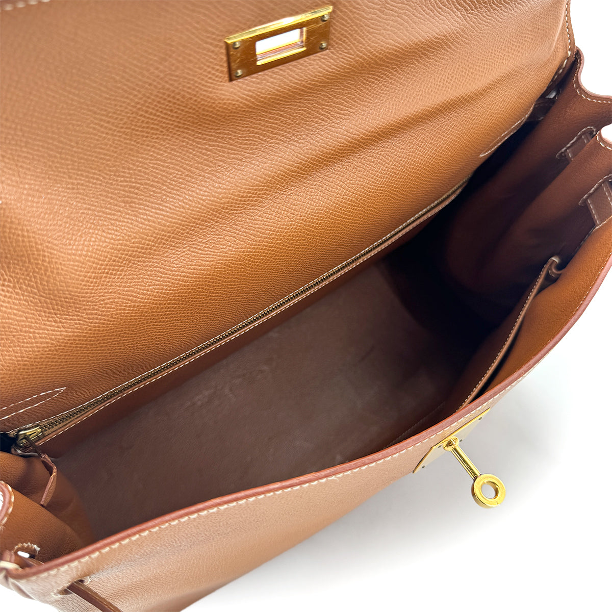 HERMES KELLY 35 RETOURNE GOLD COUCHVEL HAND SHOULDER BAG □A GHW 90272549