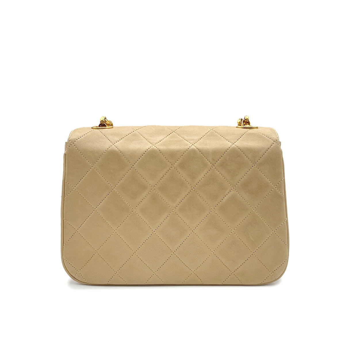 CHANEL VINTAGE MATELASSE BIJOU CHAIN SHOULDER BAG BEIGE LAMB SKIN 90272551