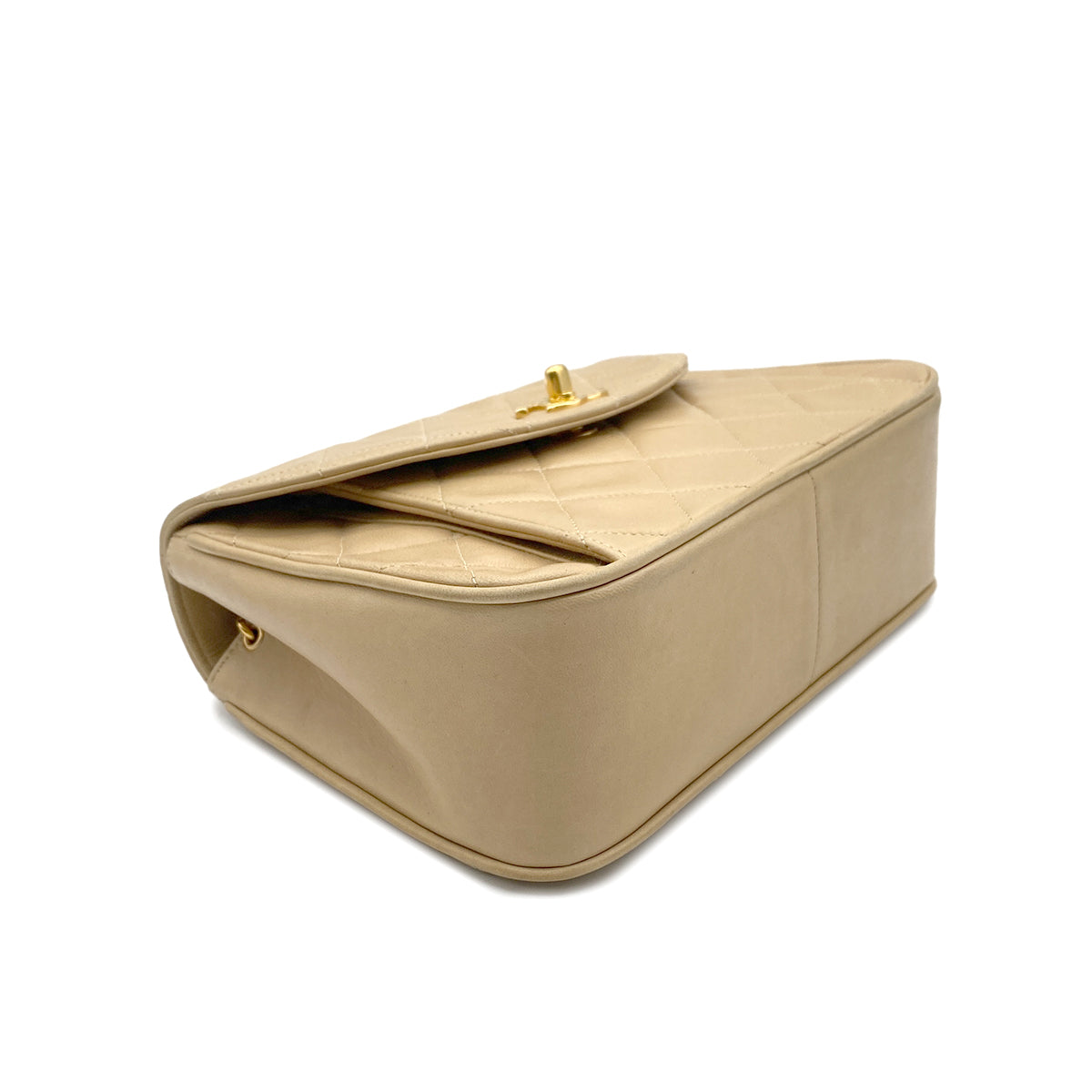 CHANEL VINTAGE MATELASSE BIJOU CHAIN SHOULDER BAG BEIGE LAMB SKIN 90272551