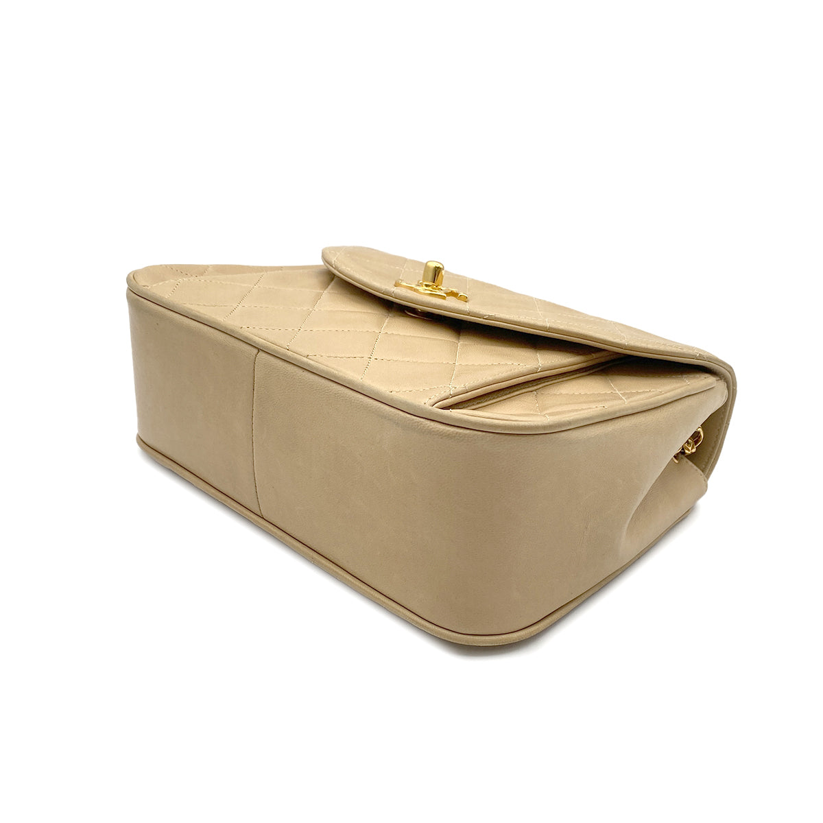 CHANEL VINTAGE MATELASSE BIJOU CHAIN SHOULDER BAG BEIGE LAMB SKIN 90272551