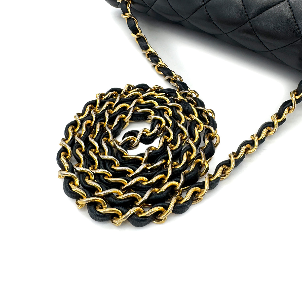 CHANEL VINTAGE MATELASSE BIG COCO CHAIN SHOULDER BAG BLACK LAMB SKIN 90272800