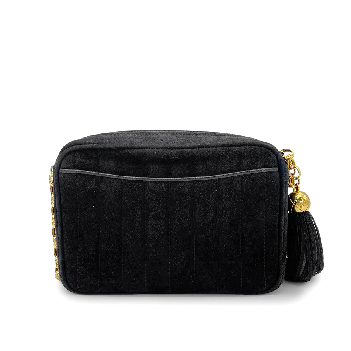 CHANEL VINTAGE MADEMOISELLE CHAIN SHOULDER BAG BLACK SUEDE 90272801