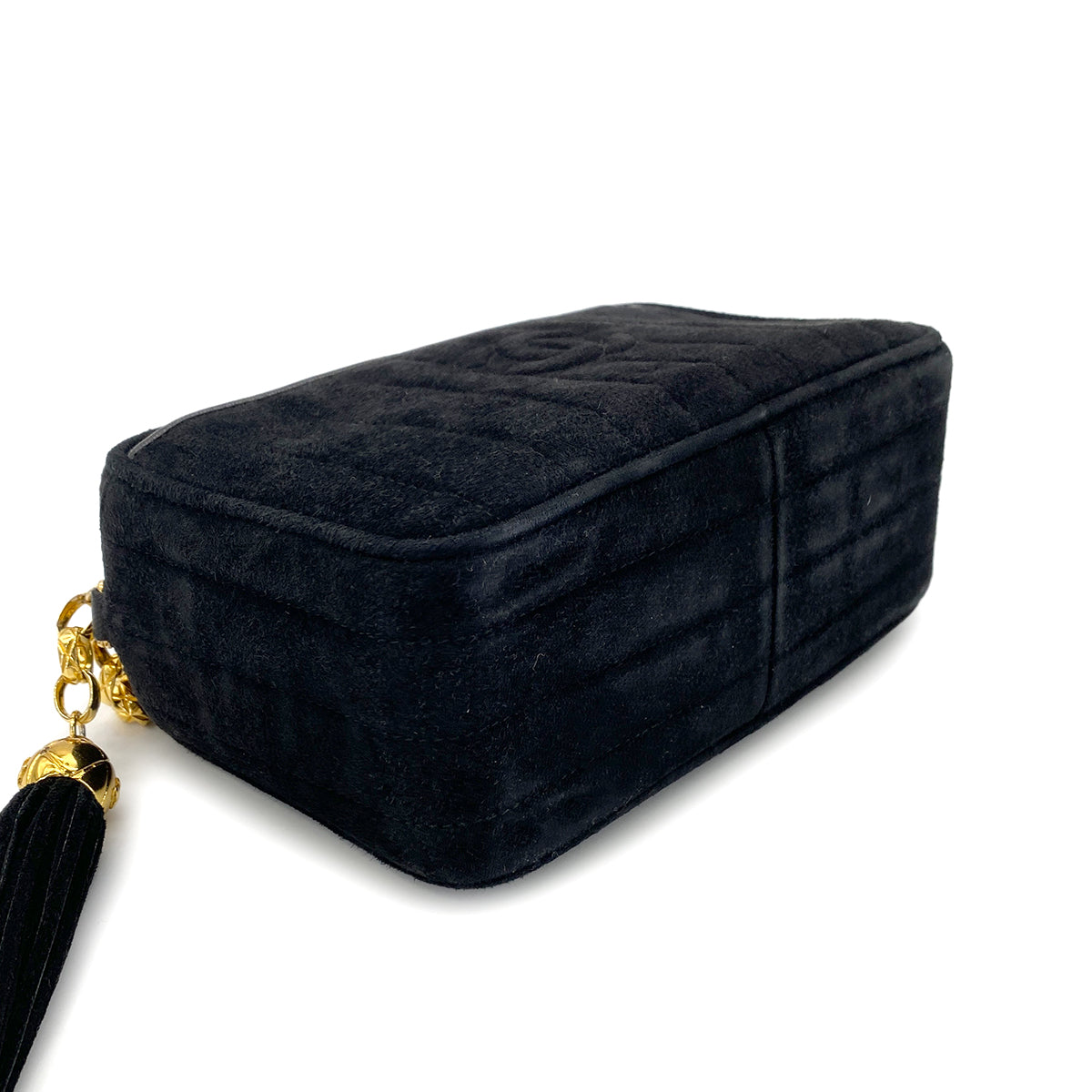 CHANEL VINTAGE MADEMOISELLE CHAIN SHOULDER BAG BLACK SUEDE 90272801