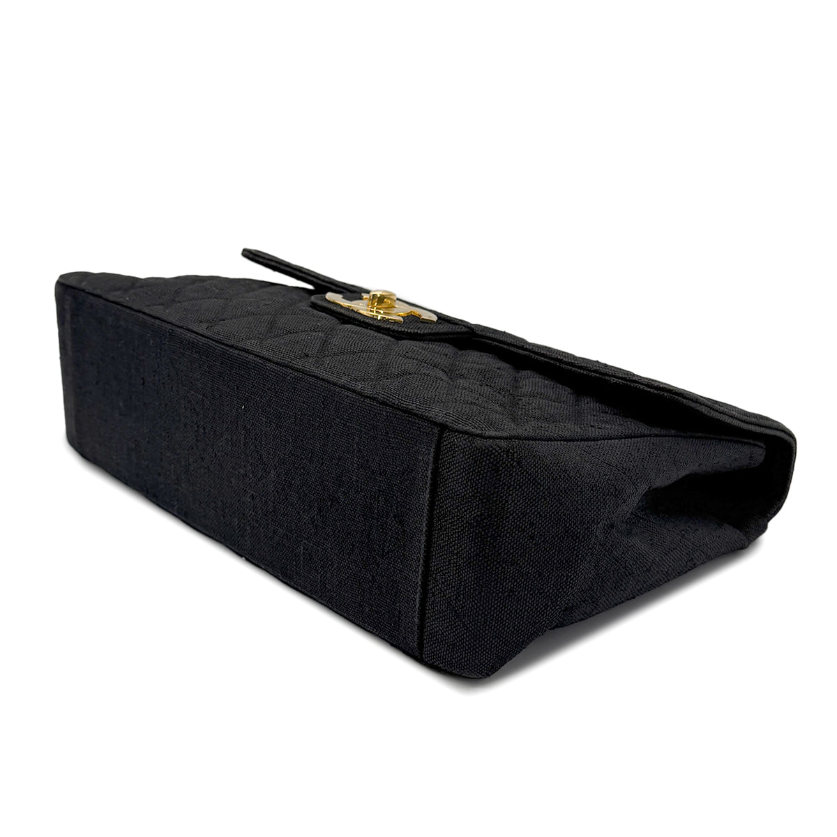 CHANEL VINTAGE MAXI MATELASSE CHAIN SHOULDER BAG BLACK LINEN 90272804