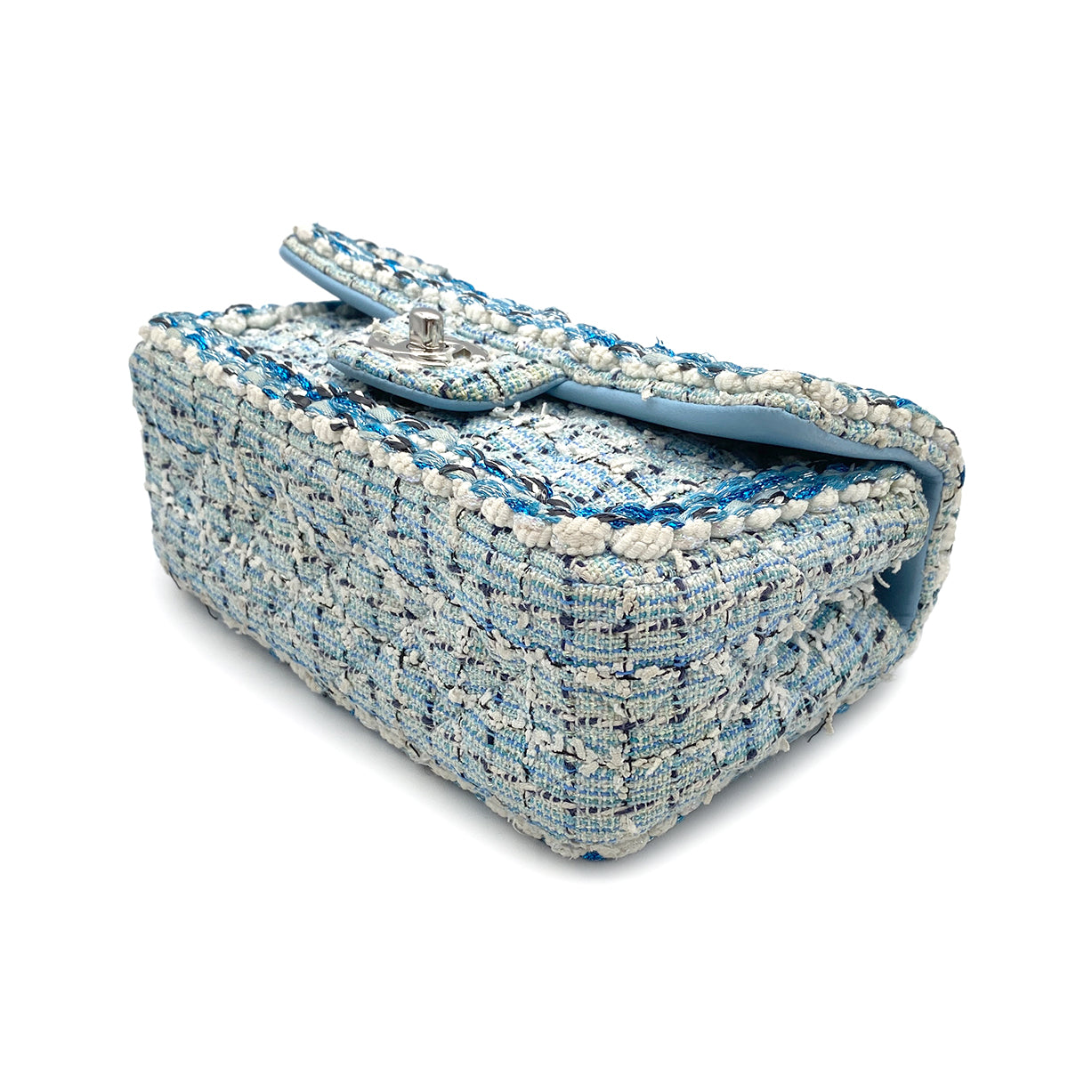 CHANEL MINI MATELASSE CHAIN SHOULDER BAG BLUE TWEED 90272807