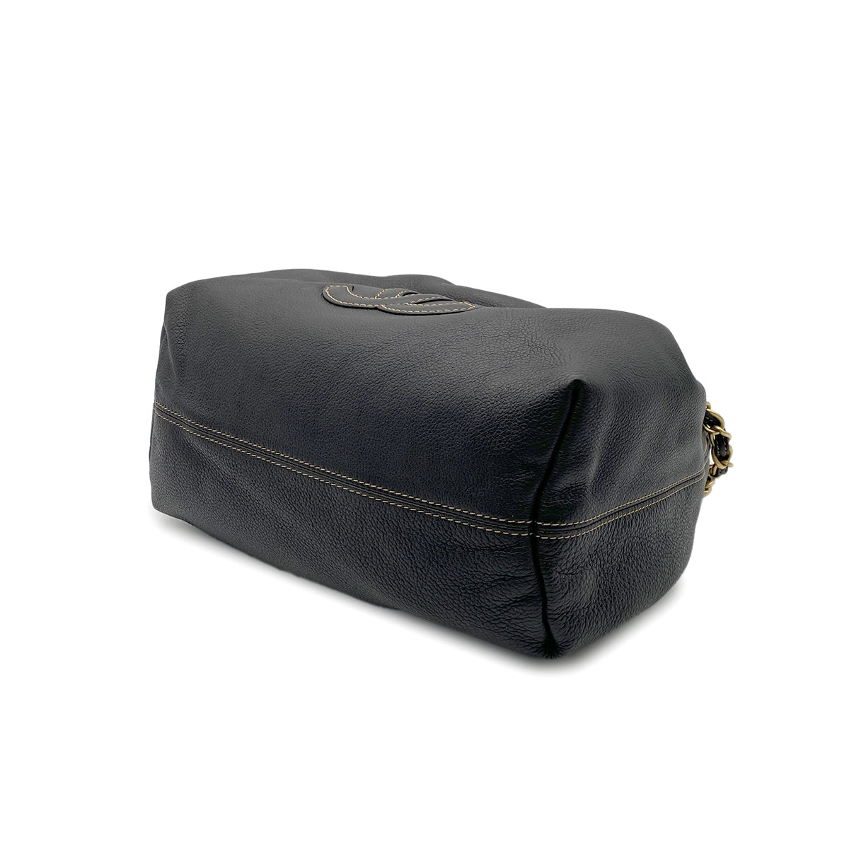 CHANEL VINTAGE WILD STITCH CHAIN SHOULDER BAG BLACK LEATHER 90272814