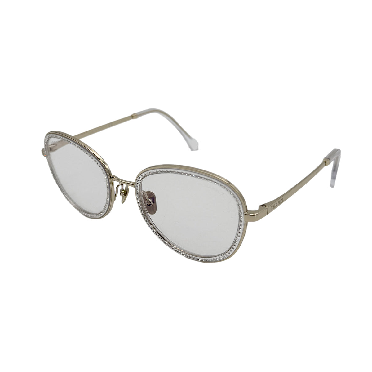 CHANEL GLASSES LOGO RHINESTONE GOLD EYEWEAR 90272821