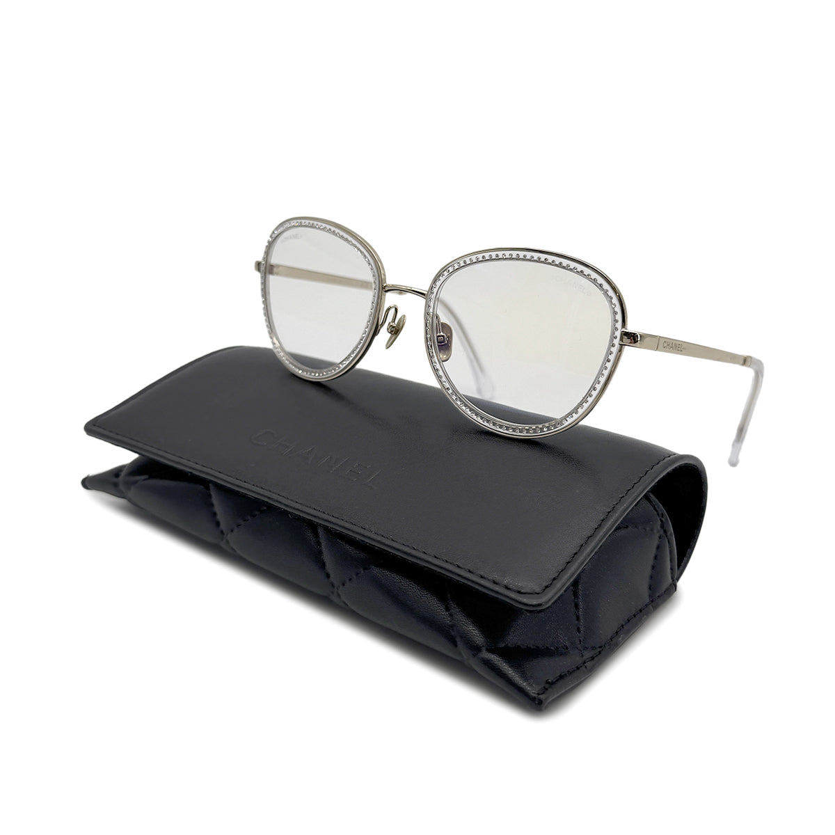 CHANEL GLASSES LOGO RHINESTONE GOLD EYEWEAR 90272821