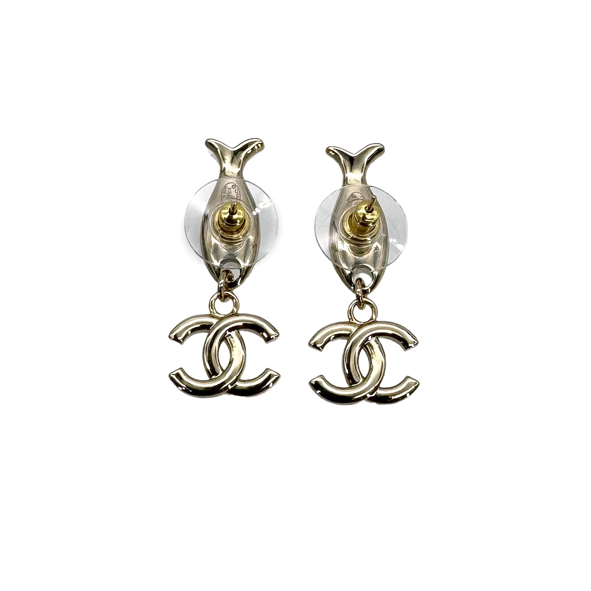 CHANEL EARRINGS COCOMARK FISH RHINESTONE SWING B25C 90272823