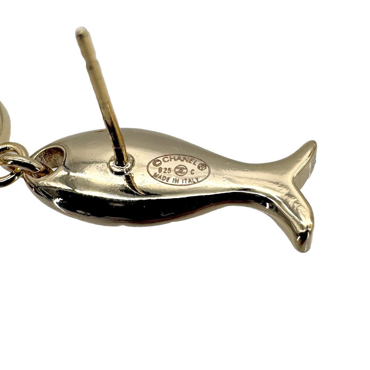 CHANEL EARRINGS COCOMARK FISH RHINESTONE SWING B25C 90272823