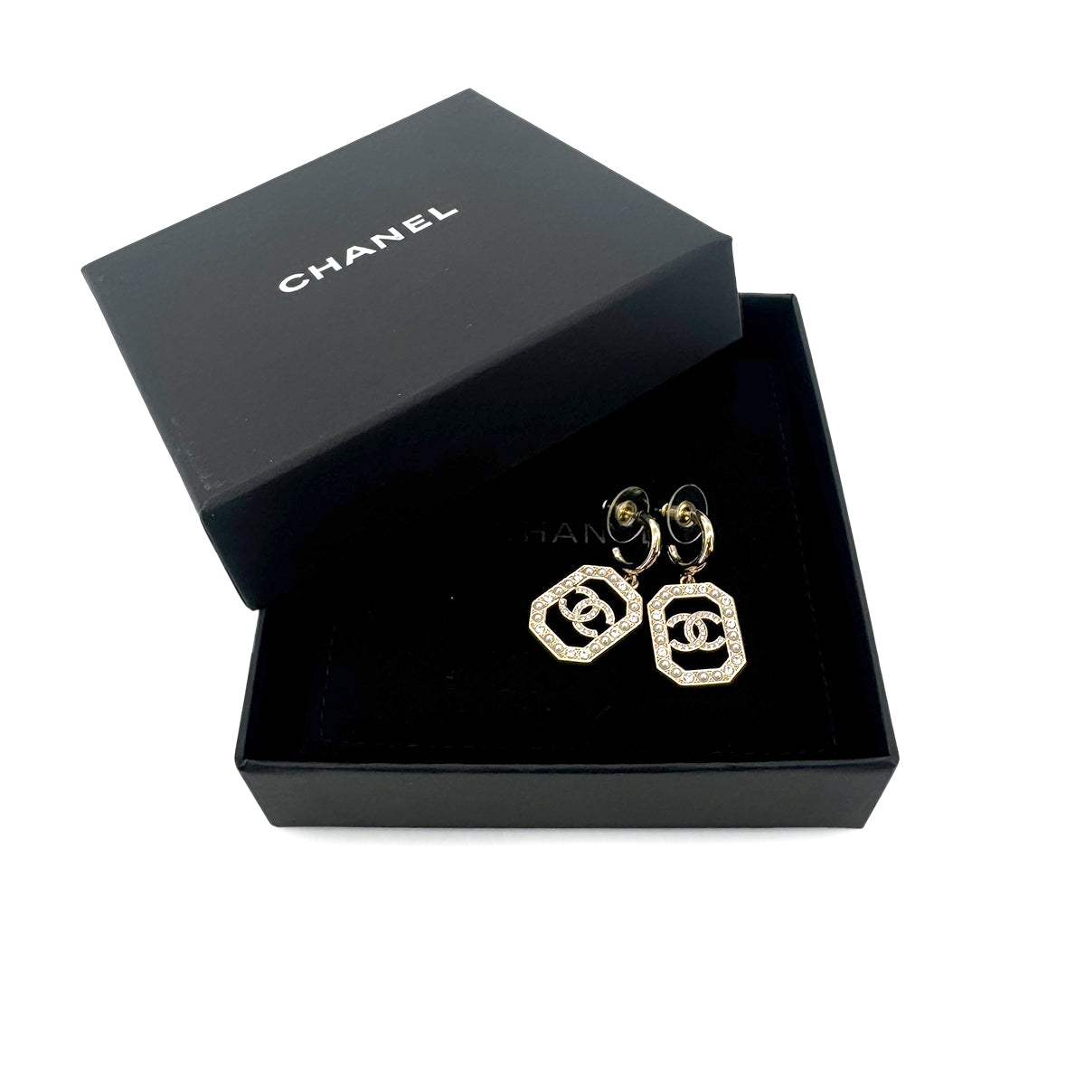 CHANEL EARRINGS COCOMARK RHINESTONE FAUX PEARL ACCESSORY L23B 90272830