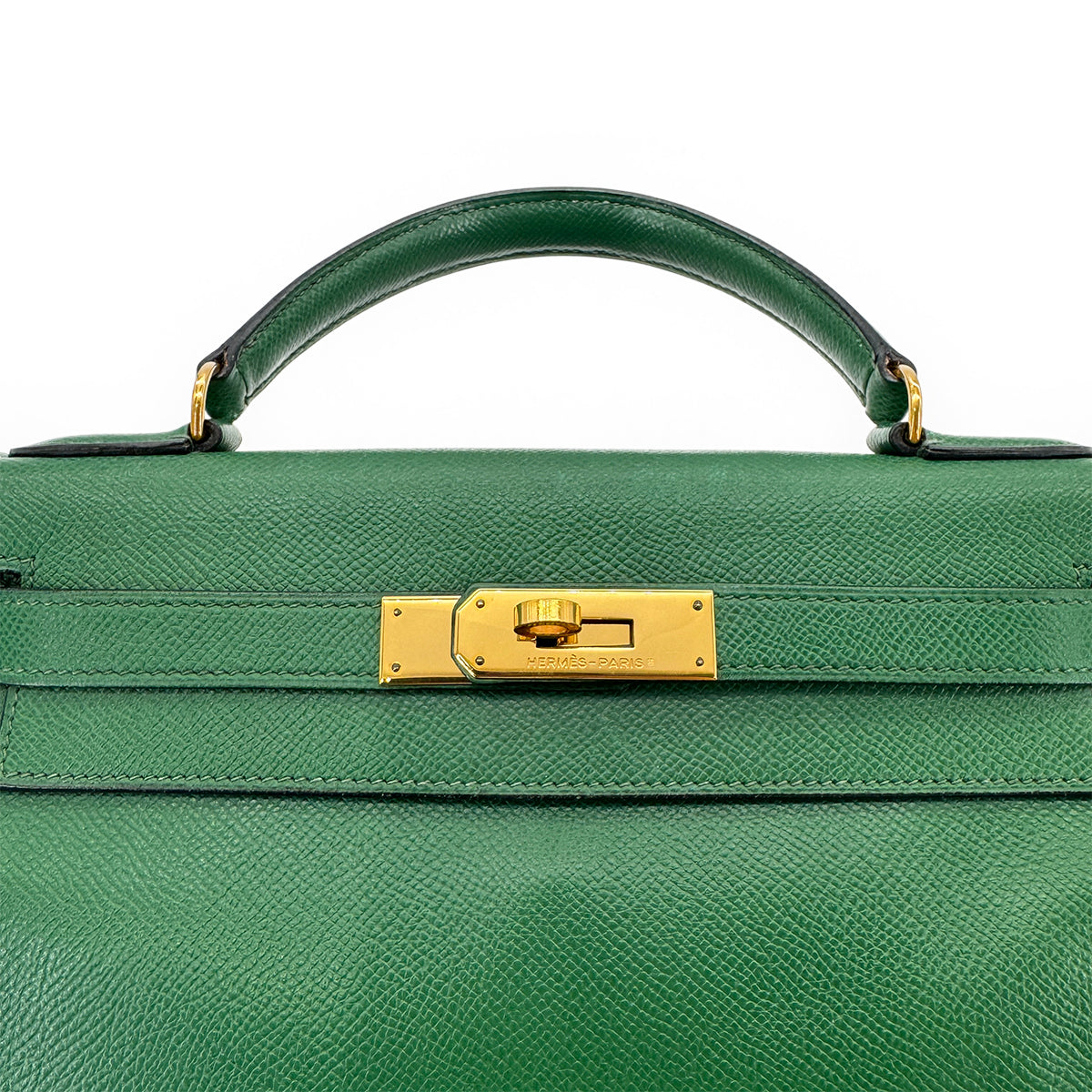 HERMES KELLY 28 RETOURNE GREEN COUCHEVEL HAND SHOULDER BAG 〇T GHW 90272858