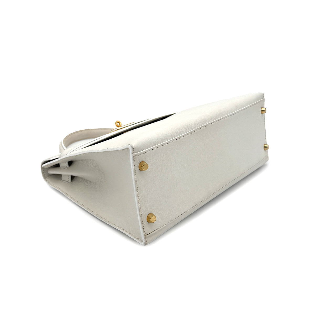 HERMES KELLY 32 RETOURNE WHITE GRAINE HAND SHOULDER BAG 〇Y 90272859