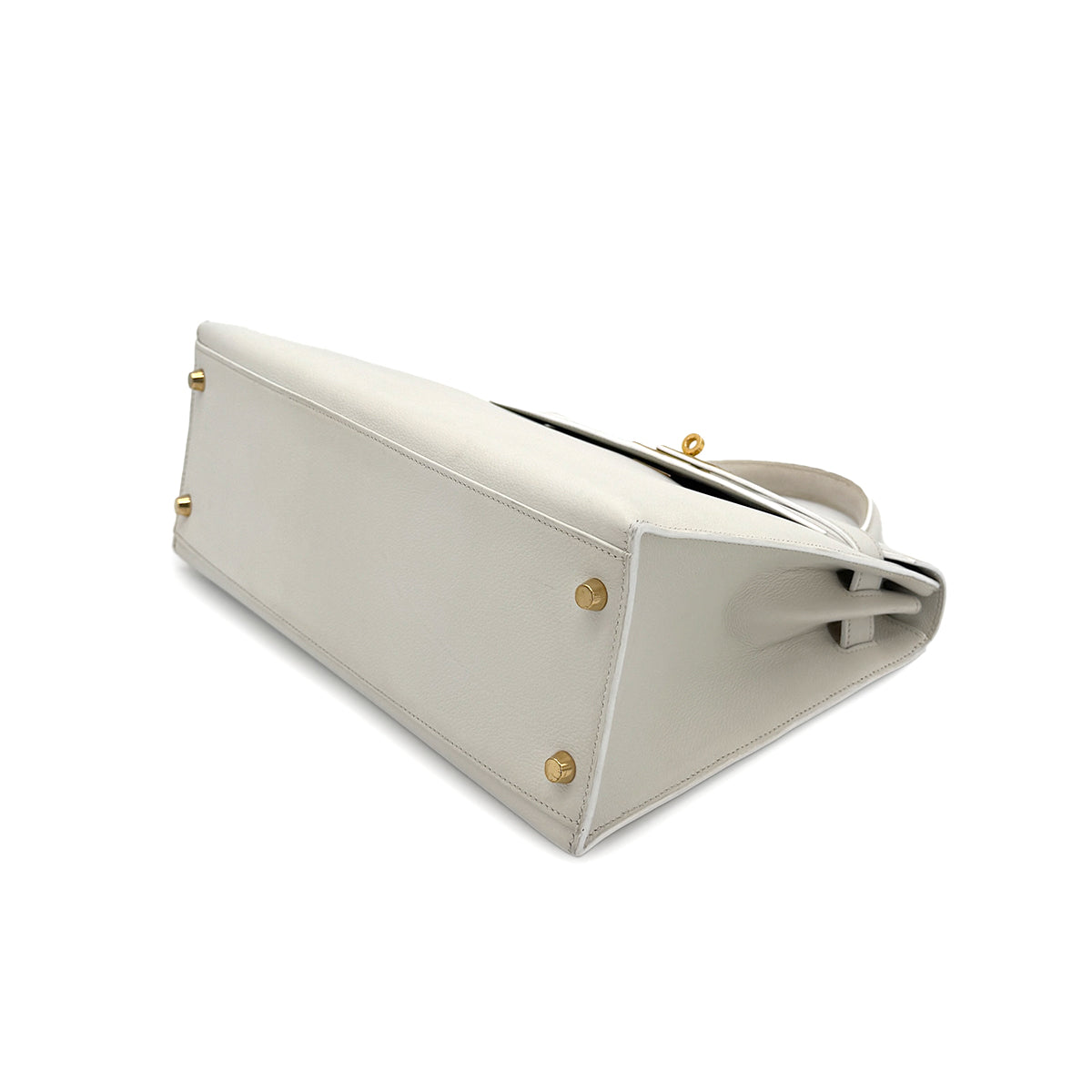 HERMES KELLY 32 RETOURNE WHITE GRAINE HAND SHOULDER BAG 〇Y 90272859