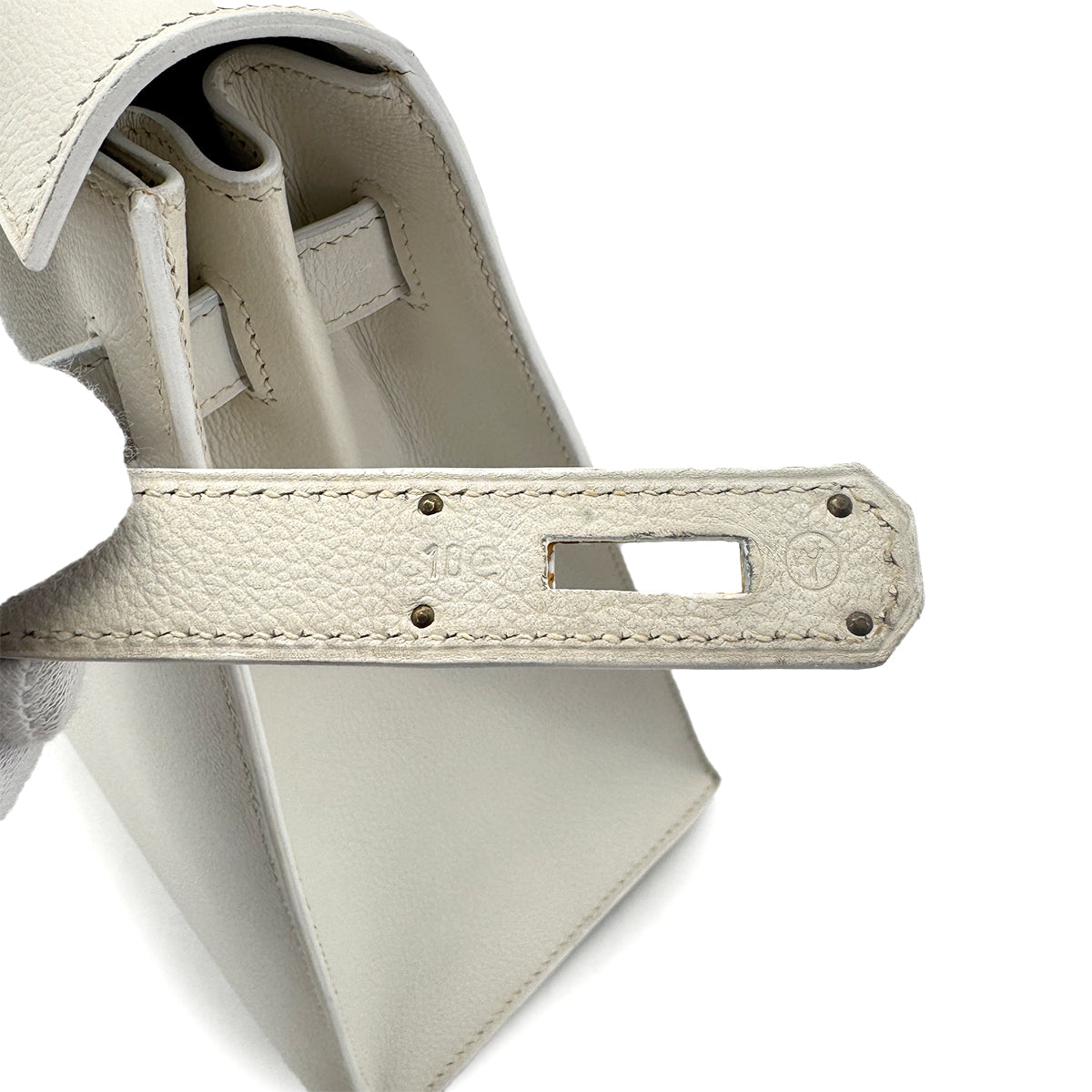 HERMES KELLY 32 RETOURNE WHITE GRAINE HAND SHOULDER BAG 〇Y 90272859