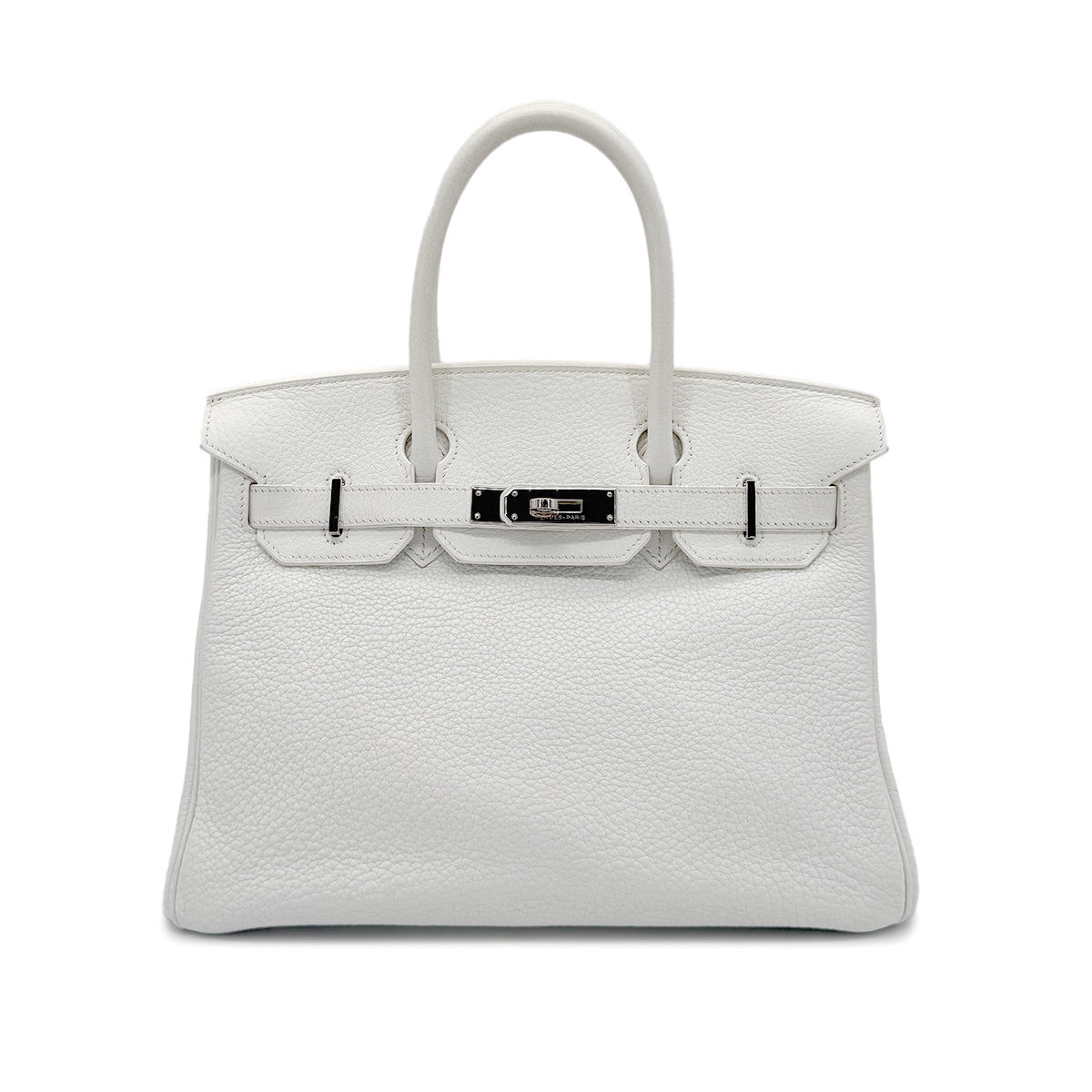 HERMES BIRKIN 30 WHITE TAURILLON CLEMENCE HAND BAG ▢K SHW 90272861