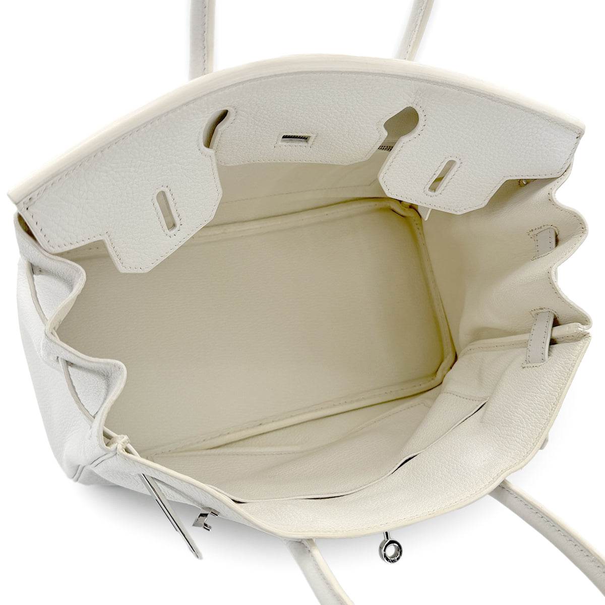 HERMES BIRKIN 30 WHITE TAURILLON CLEMENCE HAND BAG ▢K SHW 90272861