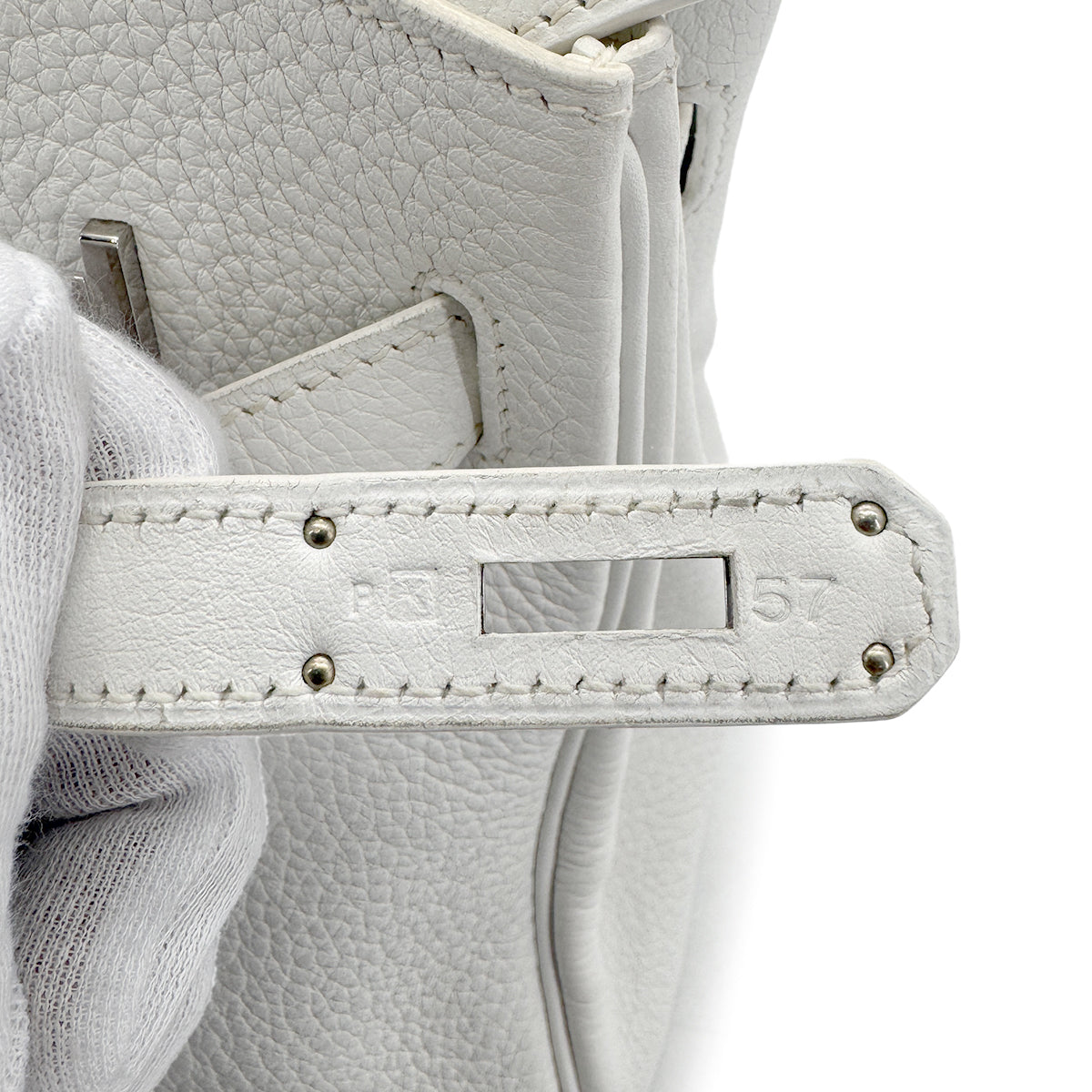 HERMES BIRKIN 30 WHITE TAURILLON CLEMENCE HAND BAG ▢K SHW 90272861