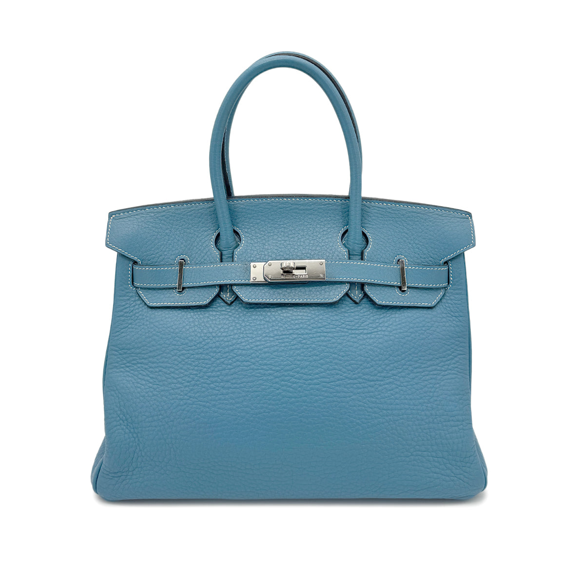 HERMES BIRKIN 30 BLEU JEAN TAURILLON CLEMENCE HAND BAG ▢H SHW 90272862