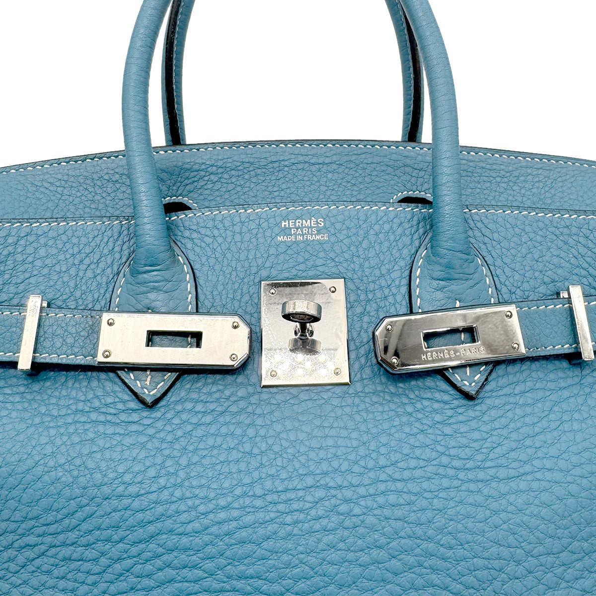 HERMES BIRKIN 30 BLEU JEAN TAURILLON CLEMENCE HAND BAG ▢H SHW 90272862