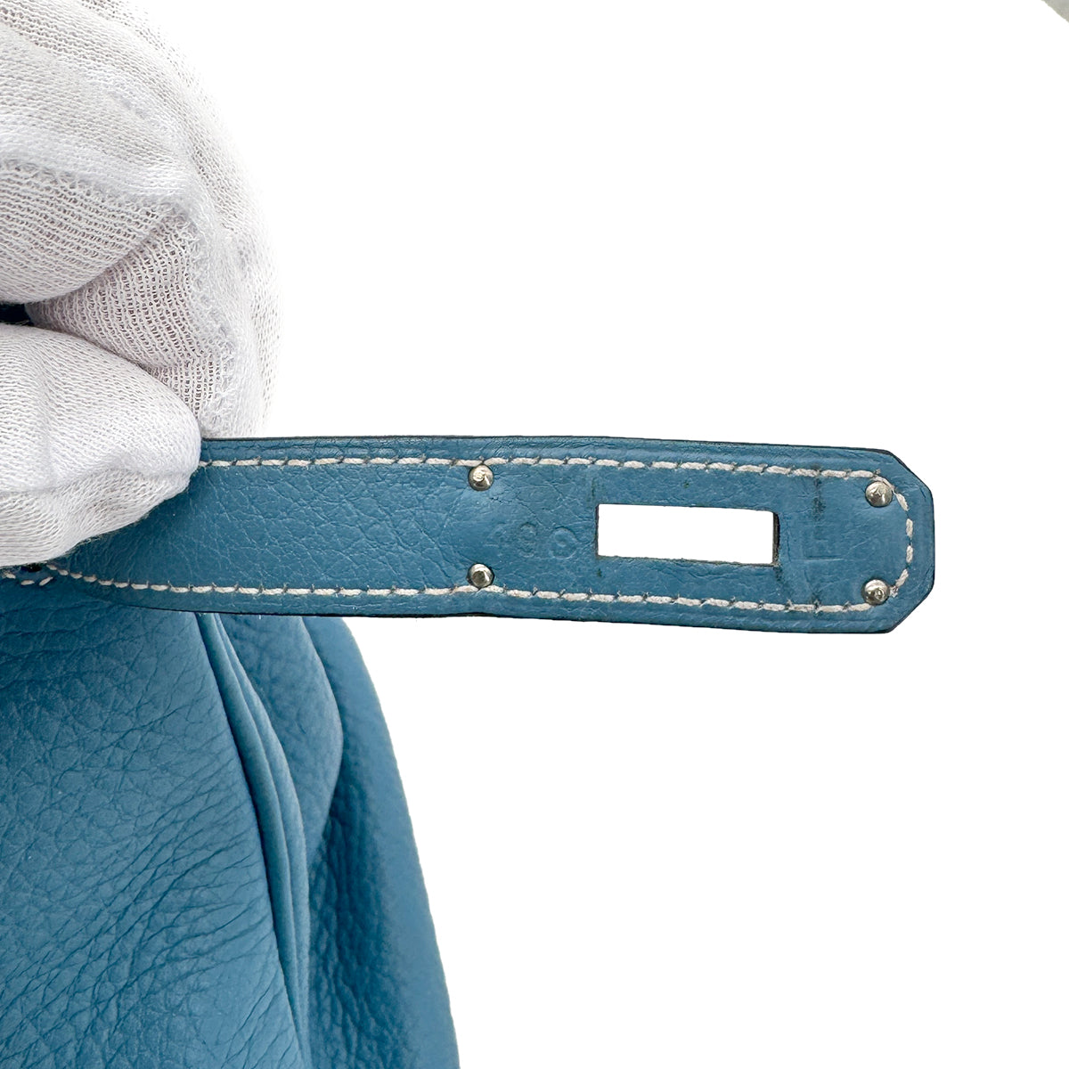 HERMES BIRKIN 30 BLEU JEAN TAURILLON CLEMENCE HAND BAG ▢H SHW 90272862