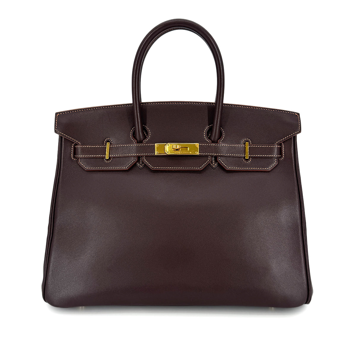 HERMES BIRKIN 35  HAVANE VEAU GULLIVER HAND BAG □B GHW 90272863