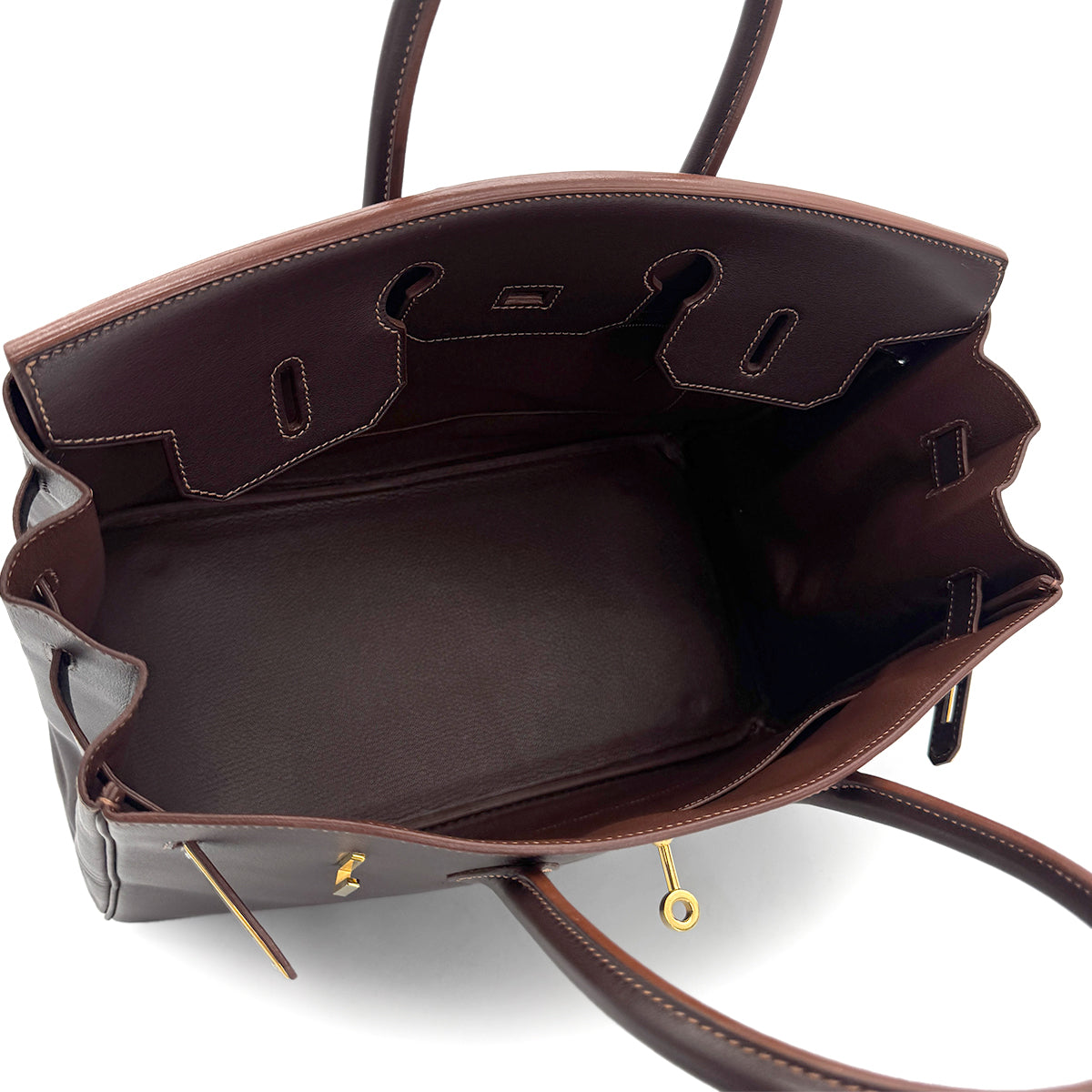 HERMES BIRKIN 35  HAVANE VEAU GULLIVER HAND BAG □B GHW 90272863