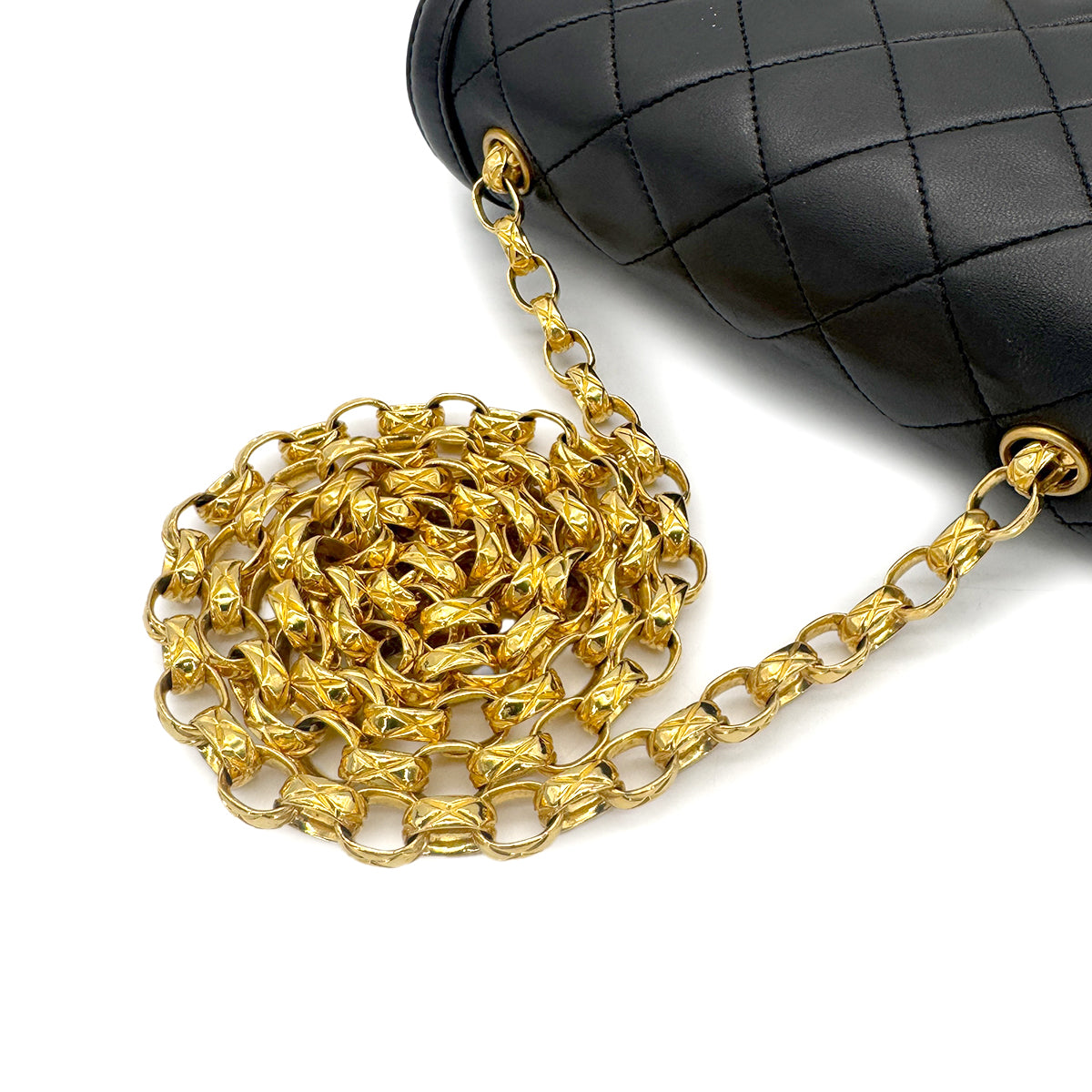 CHANEL VINTAGE MATELASSE BIJOU CHAIN SHOULDER BAG BLACK LAMB SKIN 90272876