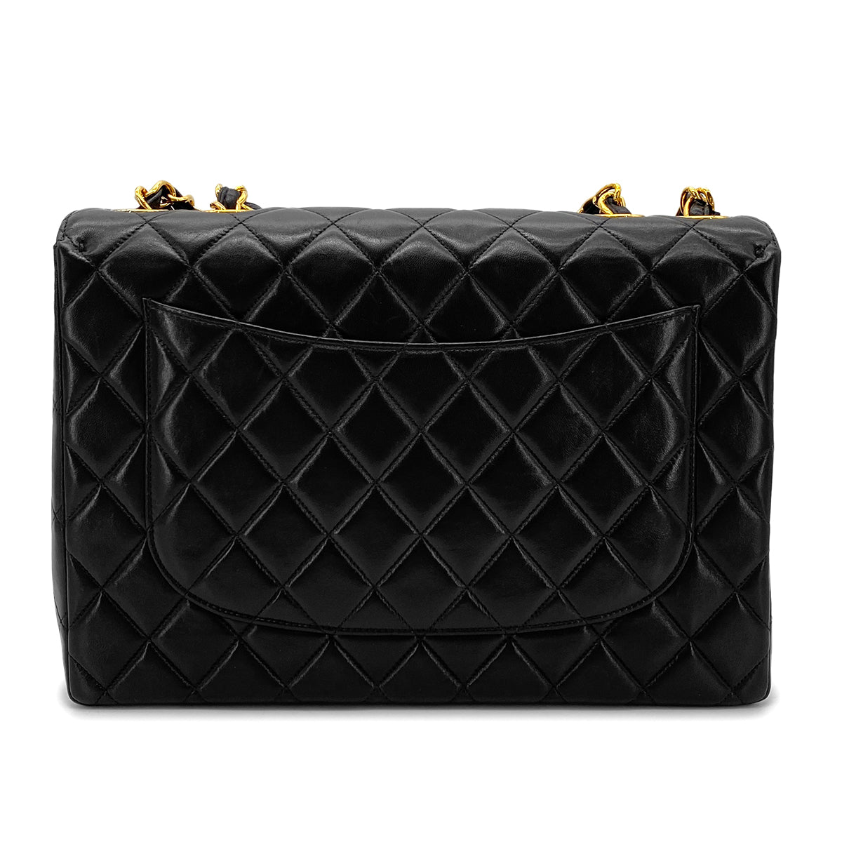 CHANEL VINTAGE MATELASSE BIG COCO CHAIN SHOULDER BAG BLACK LAMB SKIN 90272930