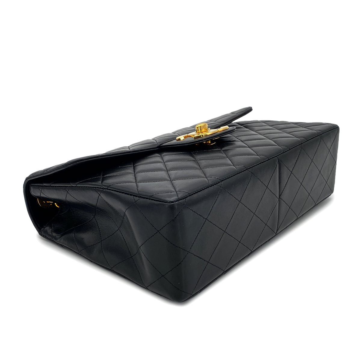 CHANEL VINTAGE MATELASSE BIG COCO CHAIN SHOULDER BAG BLACK LAMB SKIN 90272930