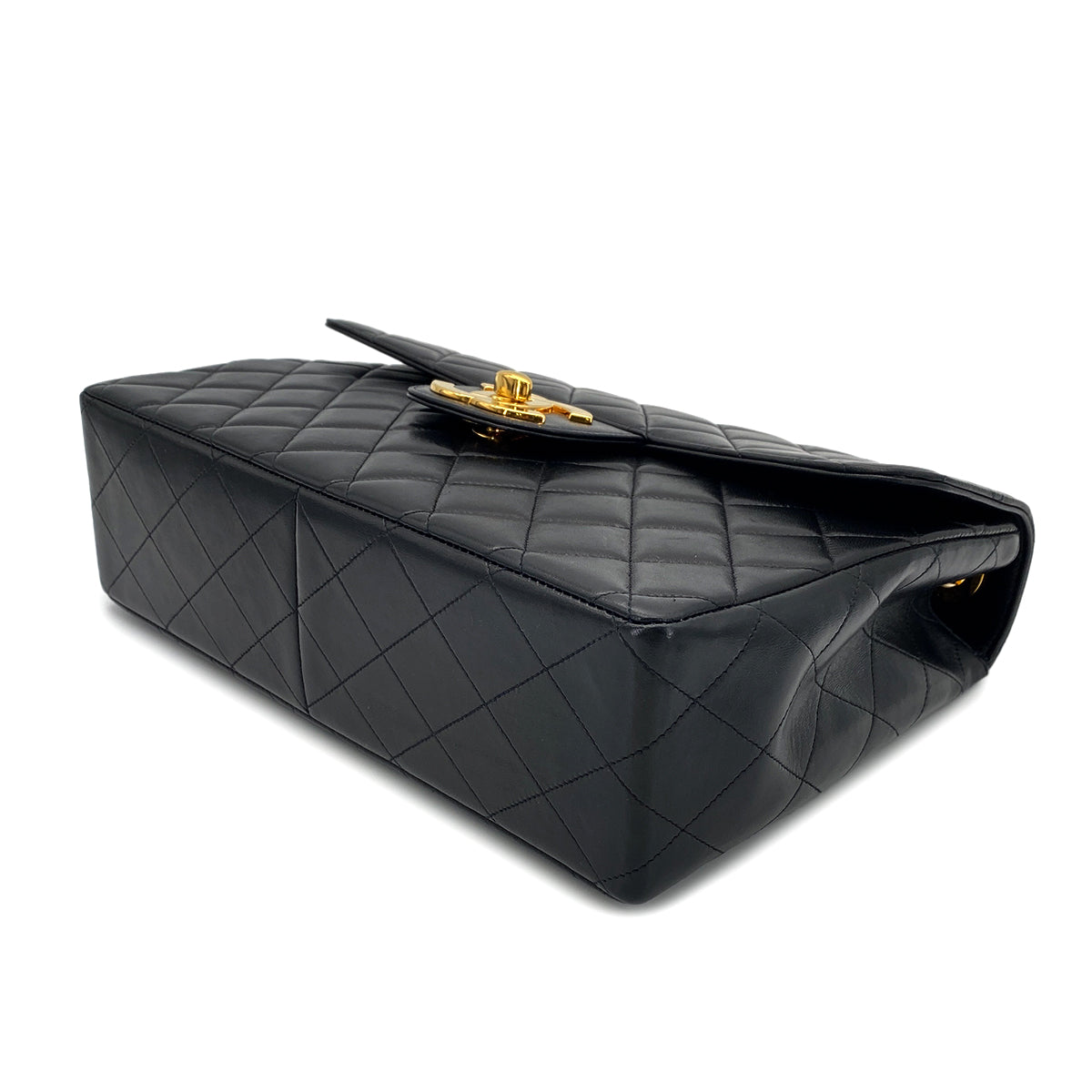 CHANEL VINTAGE MATELASSE BIG COCO CHAIN SHOULDER BAG BLACK LAMB SKIN 90272930