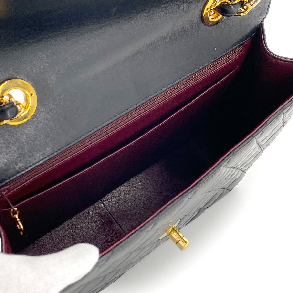 CHANEL VINTAGE MATELASSE BIG COCO CHAIN SHOULDER BAG BLACK LAMB SKIN 90272930