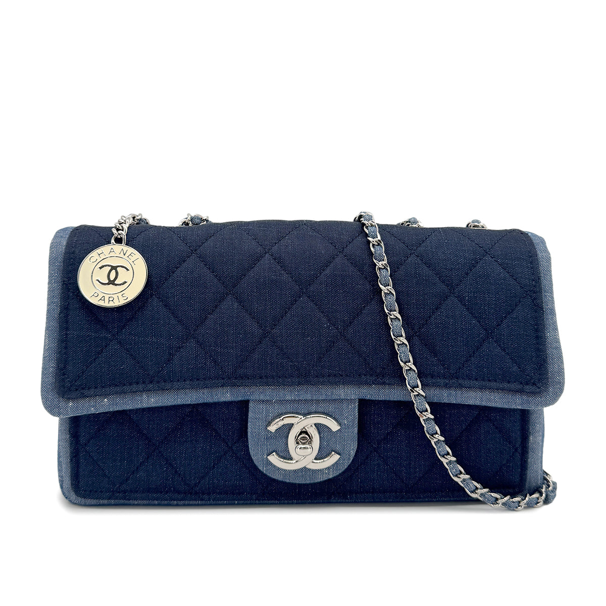 CHANEL MATELASSE CHAIN SHOULDER BAG BLUE DENIM 90272932