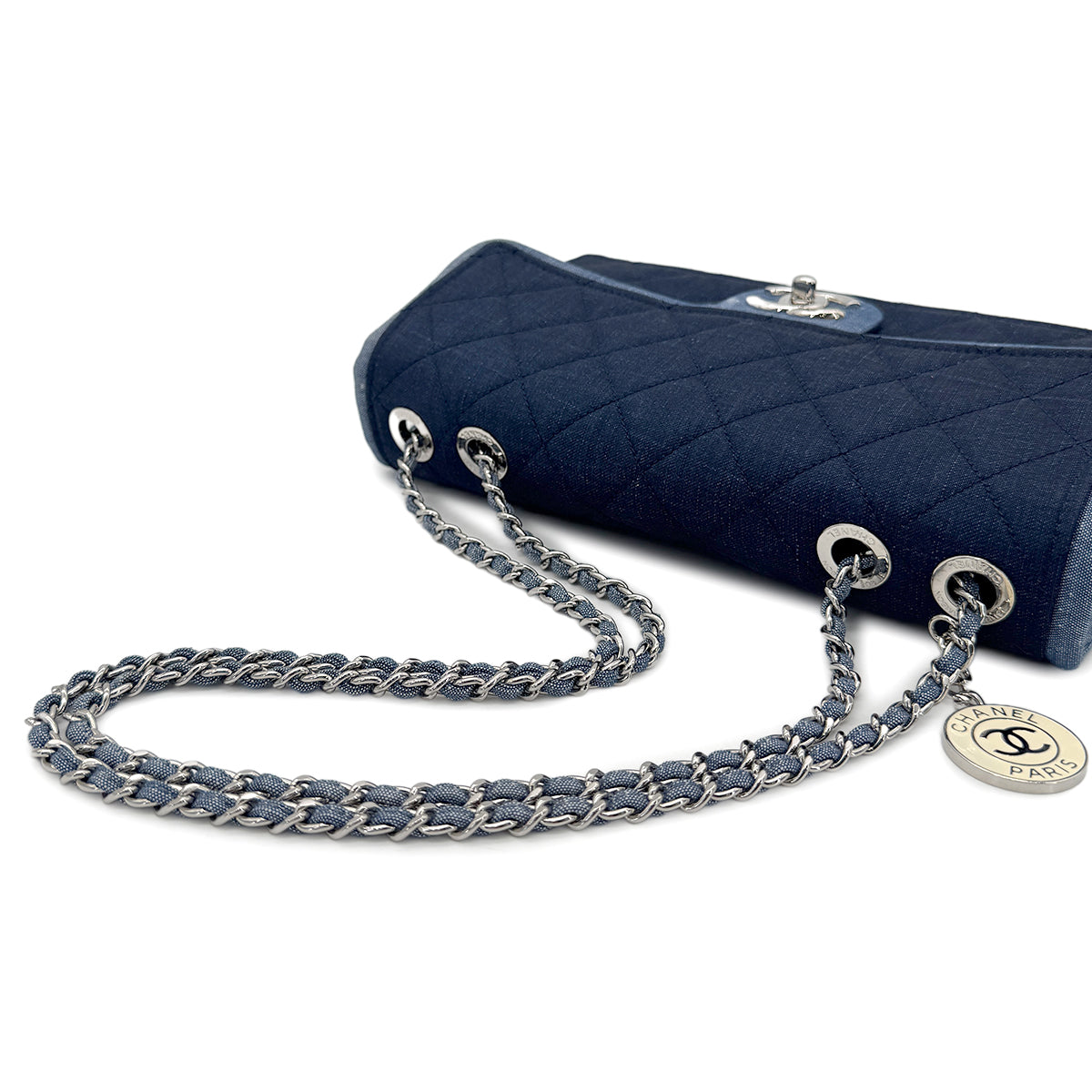 CHANEL MATELASSE CHAIN SHOULDER BAG BLUE DENIM 90272932