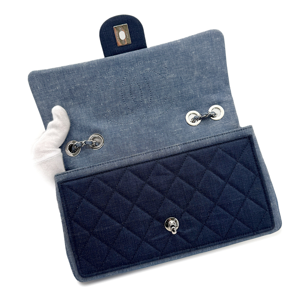 CHANEL MATELASSE CHAIN SHOULDER BAG BLUE DENIM 90272932