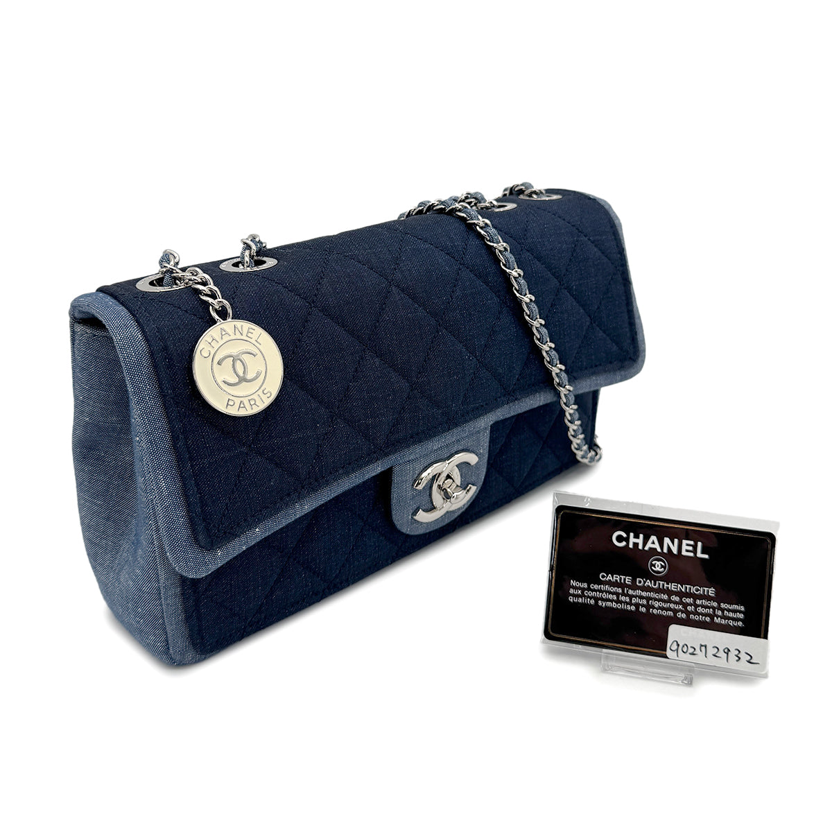 CHANEL MATELASSE CHAIN SHOULDER BAG BLUE DENIM 90272932