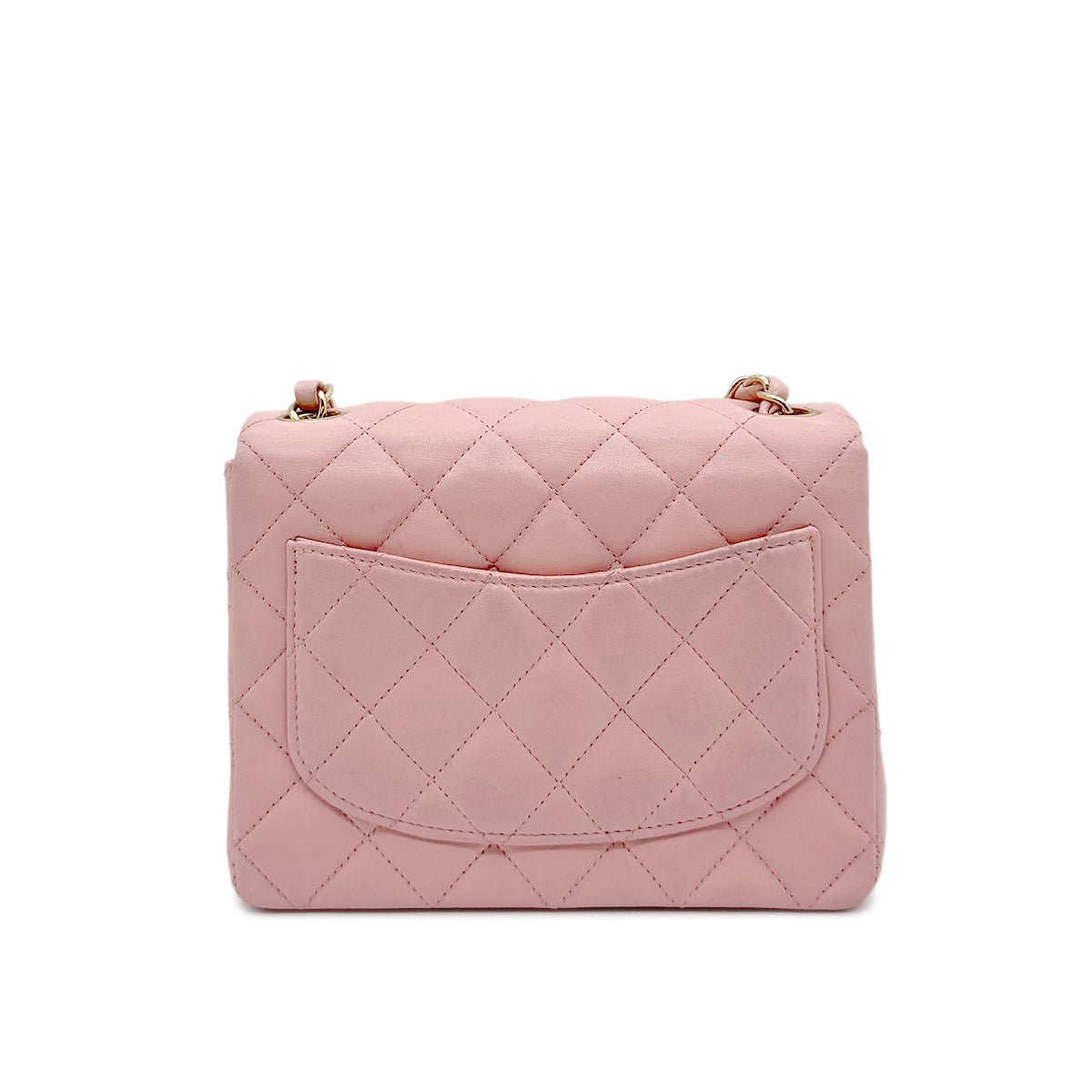 CHANEL VINTAGE MINI SQUARE 17 CHAIN SHOULDER BAG PINK LAMB SKIN 90272953