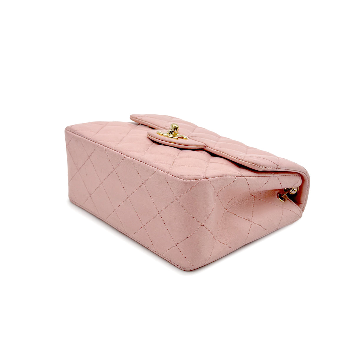 CHANEL VINTAGE MINI SQUARE 17 CHAIN SHOULDER BAG PINK LAMB SKIN 90272953