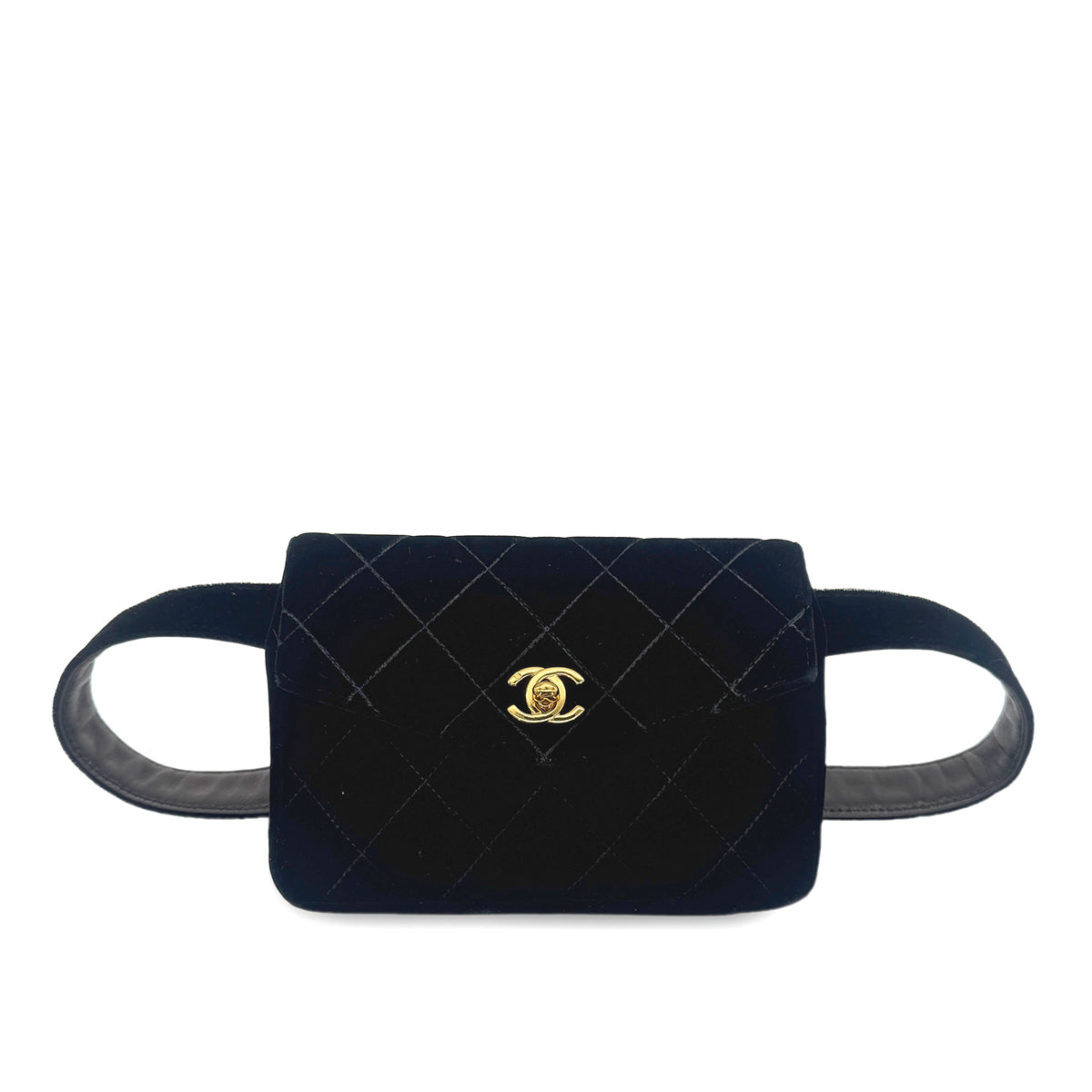 CHANEL VINTAGE COCOMARK VELOUR BELT BAG BLACK 90272955