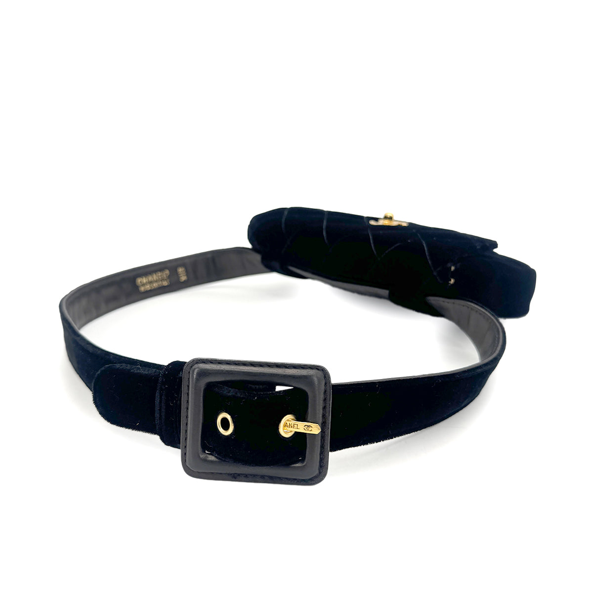 CHANEL VINTAGE COCOMARK VELOUR BELT BAG BLACK 90272955
