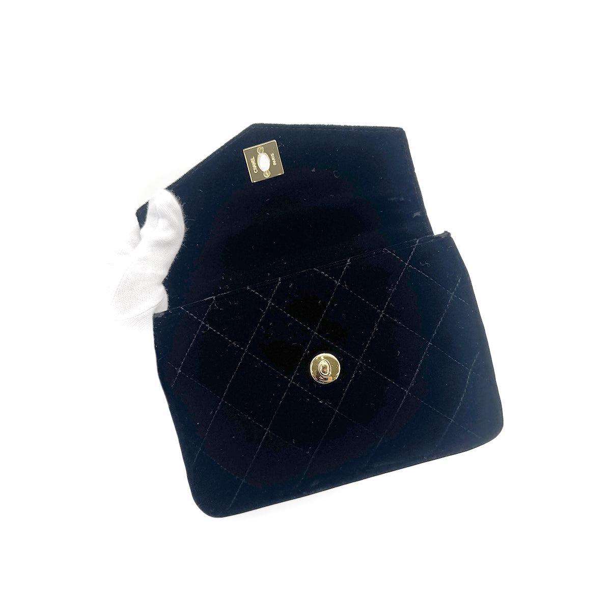 CHANEL VINTAGE COCOMARK VELOUR BELT BAG BLACK 90272955