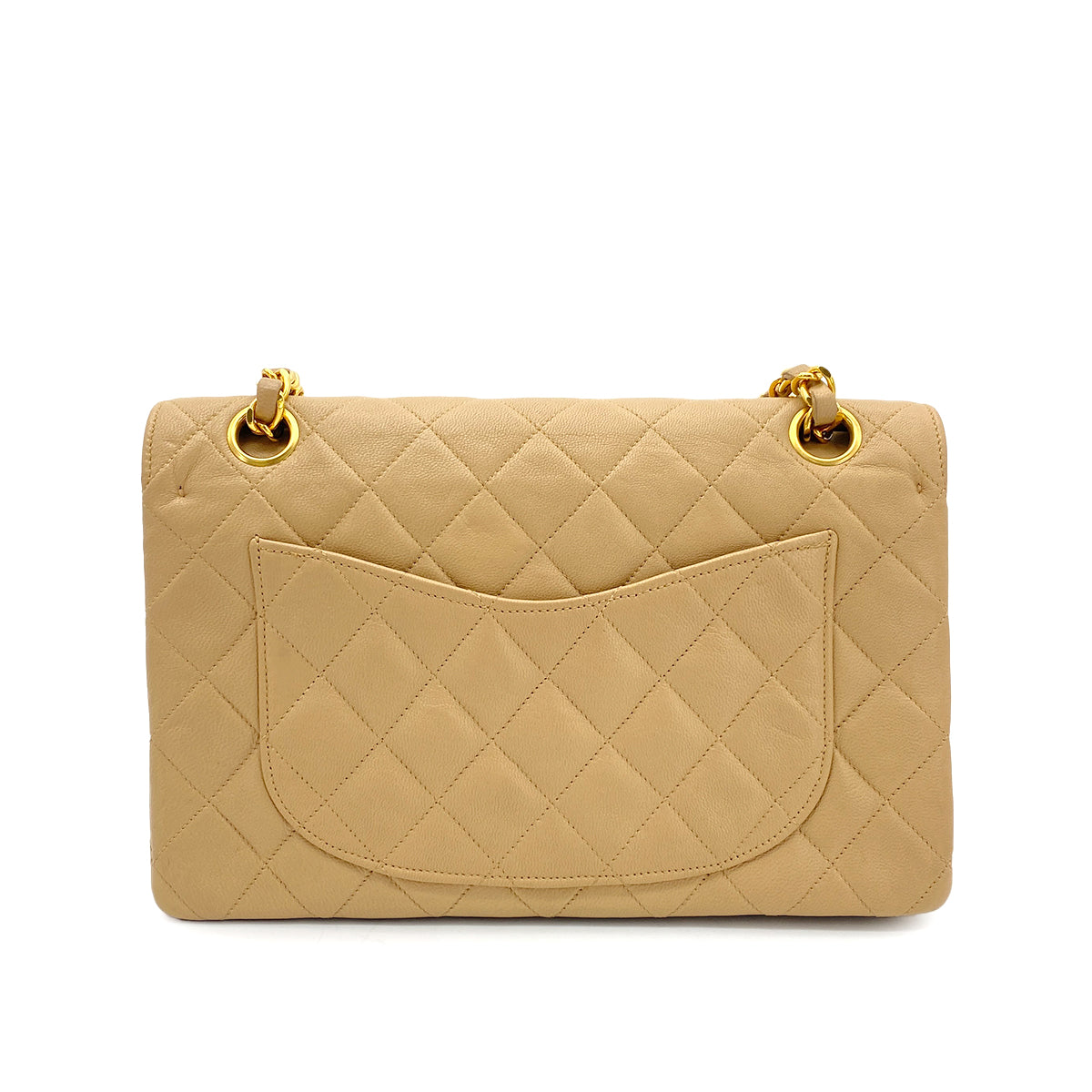 CHANEL VINTAGE MATELASSE CHAIN SHOULDER BAG BEIGE LAMB SKIN 90272957